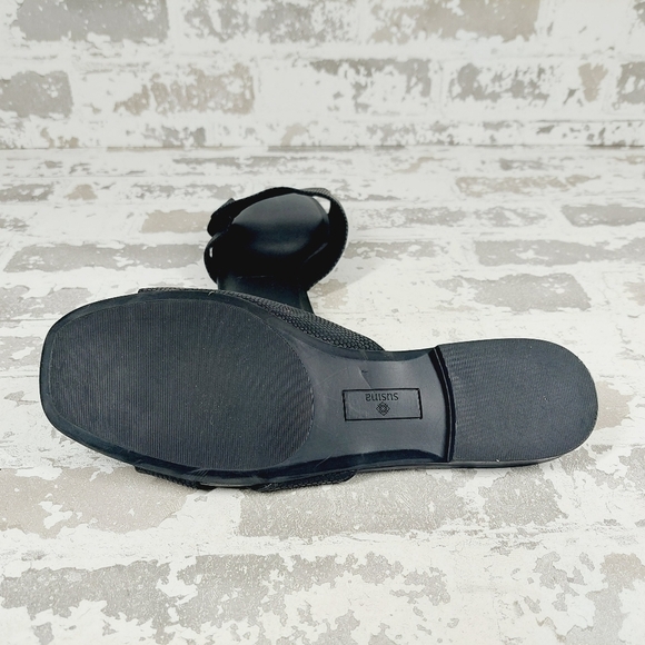 Susina Black Single Strap Slide Slipper Contemporary Sandals V638 - Picture 8 of 11